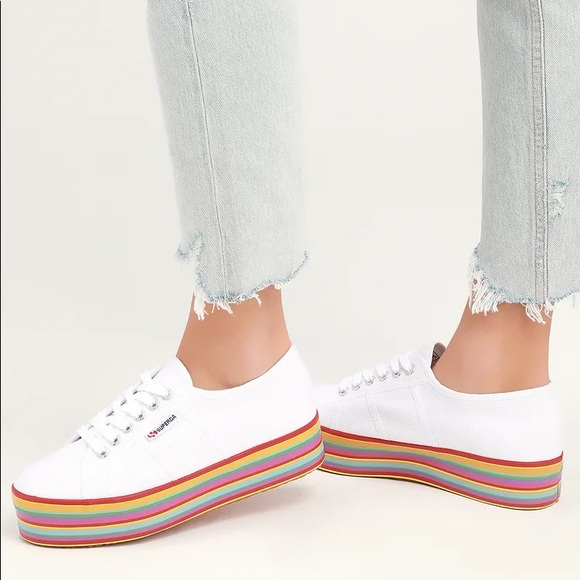 superga rainbow platform